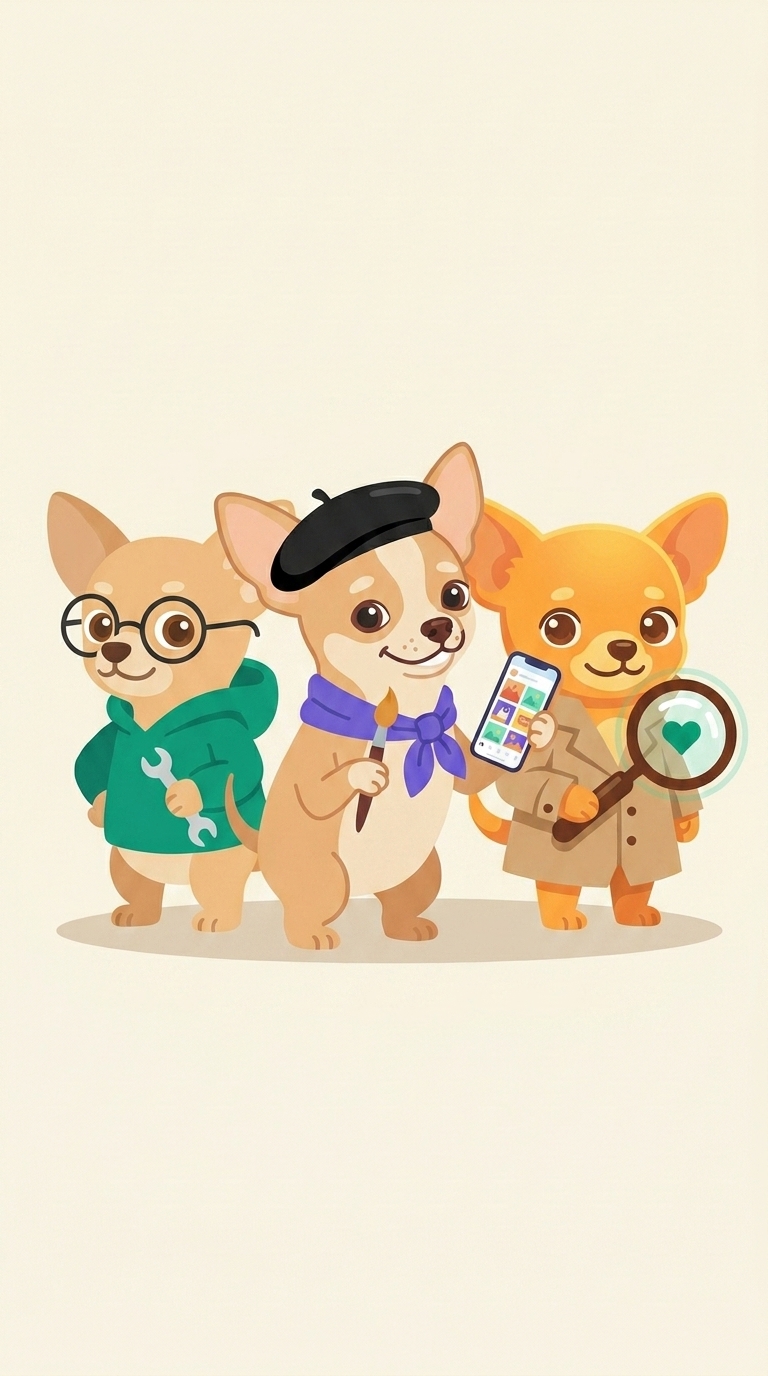 Los tres chihuahuas de Guau Labs